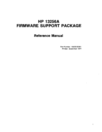 HP 13256-90001 13256A Firmware Support Package Sep77  HP terminal 264x 13256-90001_13256A_Firmware_Support_Package_Sep77.pdf