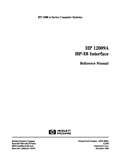 HP 12009-90001 12009A HP-IB Interface Reference Dec88  HP 1000 A-series 12009-90001_12009A_HP-IB_Interface_Reference_Dec88.pdf