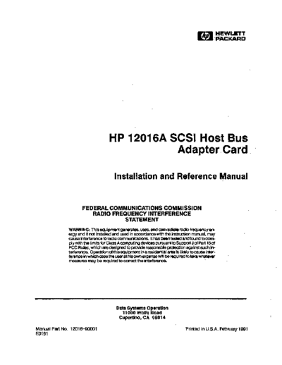 HP 12016-90001 HP 12016A SCSI Host Bus Adapter Ref Feb91  HP 1000 A-series 12016-90001_HP_12016A_SCSI_Host_Bus_Adapter_Ref_Feb91.pdf