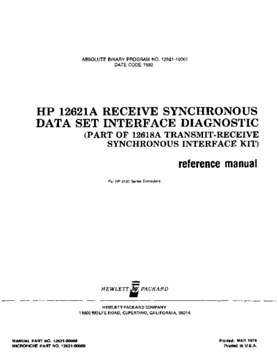 HP 12621-90008 Mar-1978  HP 1000 Diagnostics 12621-90008_Mar-1978.pdf
