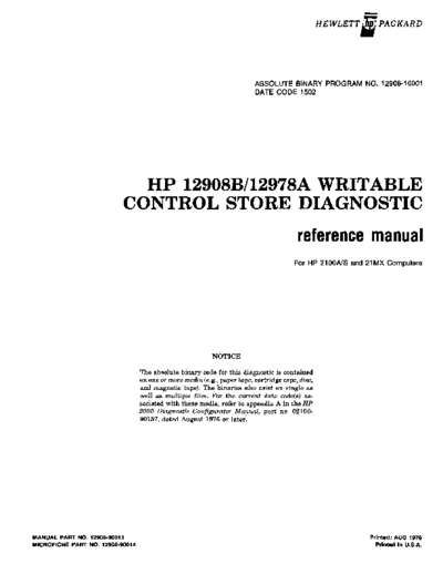 HP 12908-90013 Aug-1976  HP 1000 Diagnostics 12908-90013_Aug-1976.pdf