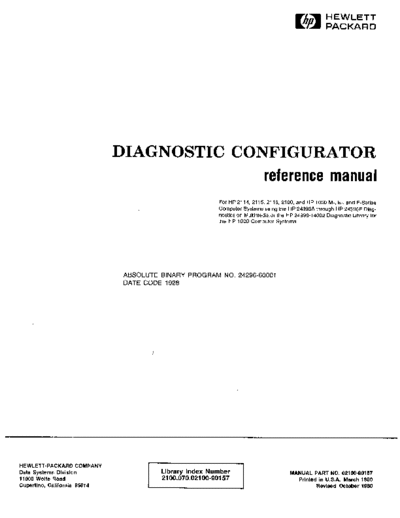 HP 02100-90157 diagConf Oct80  HP 21xx diag 02100-90157_diagConf_Oct80.pdf