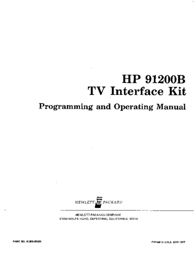 HP 91200-90006 TVintfPgm Apr77  HP 21xx interfaces 91200-90006_TVintfPgm_Apr77.pdf