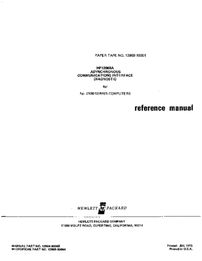 HP 12968-90003 asynIntfDiag  HP 21xx interfaces 12968-90003_asynIntfDiag.pdf