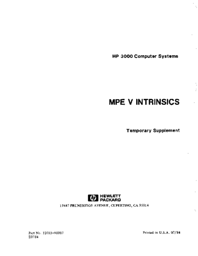 HP 32033-90007 MPE V Intrinsics Temporary Supplement Jul84  HP 3000 mpeV 32033-90007_MPE_V_Intrinsics_Temporary_Supplement_Jul84.pdf