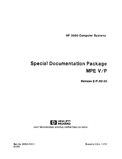HP 32033-90011 Special Documentation Package MPE V-P Dec83  HP 3000 mpeV 32033-90011_Special_Documentation_Package_MPE_V-P_Dec83.pdf