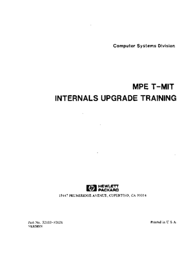 HP 32033-90026 MPE T-MIT Internals Upgrade Training 1984  HP 3000 mpeV 32033-90026_MPE_T-MIT_Internals_Upgrade_Training_1984.pdf