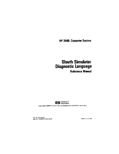 HP 30341-90007 Sleuth Simulator Diagnostic Language Reference Manual May1981  HP 3000 diagnostics 30341-90007_Sleuth_Simulator_Diagnostic_Language_Reference_Manual_May1981.pdf