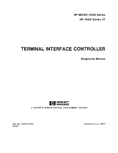 HP 40290-90004 TIC Diagnostic Manual Aug87  HP 3000 series37 40290-90004_TIC_Diagnostic_Manual_Aug87.pdf