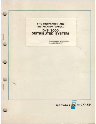 HP 32190-90002 Site Installation and Preparation Manual DS 3000 Distributed System Mar1977  HP 3000 ds3000 32190-90002_Site_Installation_and_Preparation_Manual_DS_3000_Distributed_System_Mar1977.pdf