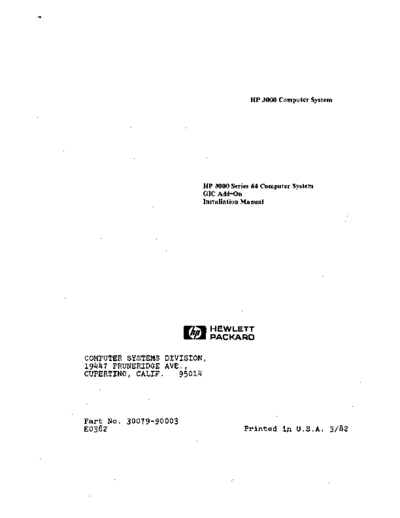 HP 30079-90003   3000 Series 64 Computer System GIC Add-On Installation Manual Mar1982  HP 3000 series60 30079-90003_HP_3000_Series_64_Computer_System_GIC_Add-On_Installation_Manual_Mar1982.pdf