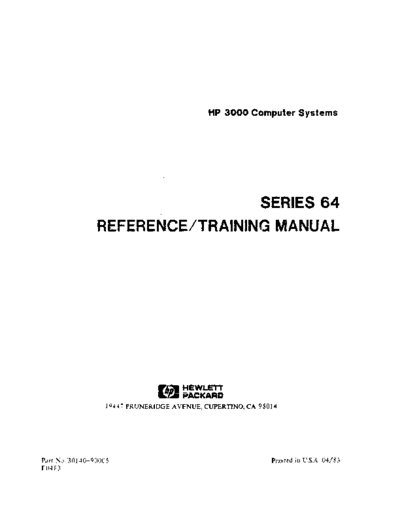 HP 30140-90005 Series 64 Reference Training Manual Apr83  HP 3000 series60 30140-90005_Series_64_Reference_Training_Manual_Apr83.pdf