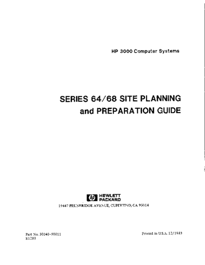 HP 30140-90011 Series 64 68 Site Planning Guide Dec83  HP 3000 series60 30140-90011_Series_64_68_Site_Planning_Guide_Dec83.pdf