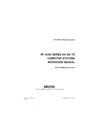 HP 30140-90045 Series 64 68 70 Microcode Manual Oct86  HP 3000 series60 30140-90045_Series_64_68_70_Microcode_Manual_Oct86.pdf