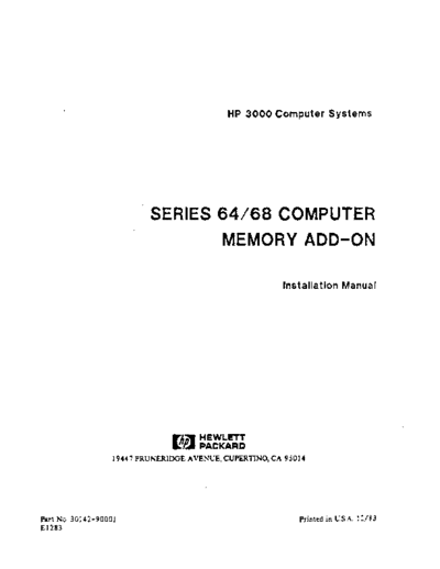 HP 30142-90001 Series 64 68 Memory Add-On Installation Dec83  HP 3000 series60 30142-90001_Series_64_68_Memory_Add-On_Installation_Dec83.pdf
