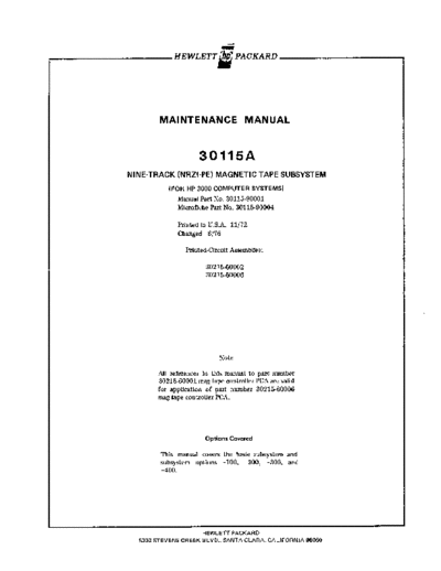 HP 30115-90001 9-Track Magnetic Tape Subsystem Maintenance Jun76  HP 3000 interfaces 30115-90001_9-Track_Magnetic_Tape_Subsystem_Maintenance_Jun76.pdf