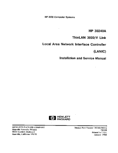 HP 30240-90002   30240A ThinLAN 3000 V Link Local Area Network Interface Controller (LANIC) Installatio  HP 3000 lan3000 30240-90002_HP_30240A_ThinLAN_3000_V_Link_Local_Area_Network_Interface_Controller_(LANIC)_Installation_and_Service_Manual_Jan1988.pdf