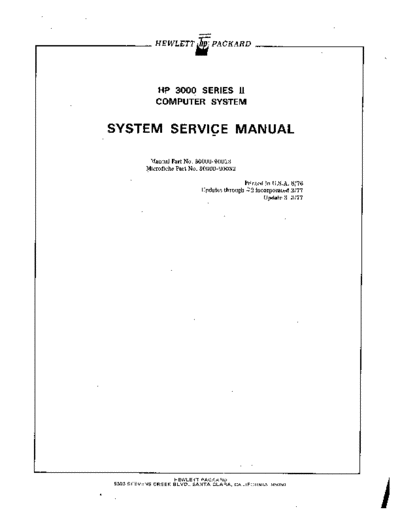 HP 30000-90018 HP 3000 Series II System Service Manual Aug1976UMar1977  HP 3000 seriesII 30000-90018_HP_3000_Series_II_System_Service_Manual_Aug1976UMar1977.pdf