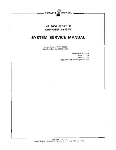 HP 30000-90018 Series II System Service Feb77  HP 3000 seriesII 30000-90018_Series_II_System_Service_Feb77.pdf