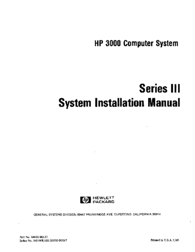 HP 30000-90147 SerIIIins Jul80  HP 3000 seriesIII 30000-90147_SerIIIins_Jul80.pdf