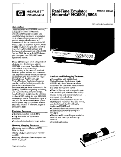 HP 5953-2799 Real-Time Emulator Motorola MC6801 6803 Nov-1982  HP 64000 brochures 5953-2799_Real-Time_Emulator_Motorola_MC6801_6803_Nov-1982.pdf