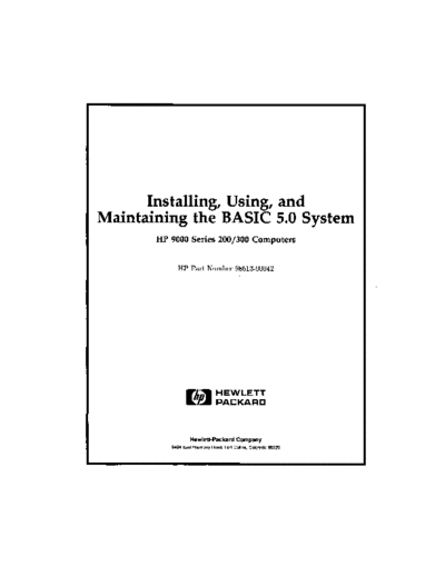 HP 98613-90042 Installing Using and Maintaining the BASIC 5.0 System Aug87  HP 9000_basic 5.0 98613-90042_Installing_Using_and_Maintaining_the_BASIC_5.0_System_Aug87.pdf