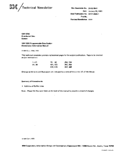 IBM SY31-0600-1 5285 Display Station Models 1 and 11 MIM Updates Sep81  IBM 528x ce SY31-0600-1_5285_Display_Station_Models_1_and_11_MIM_Updates_Sep81.pdf