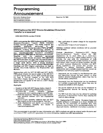 IBM 5799-BKG Displaywriter-3277 Device Emulation Document Transfer Nov82  IBM 6580_Displaywriter productAnnoucements 5799-BKG_Displaywriter-3277_Device_Emulation_Document_Transfer_Nov82.pdf