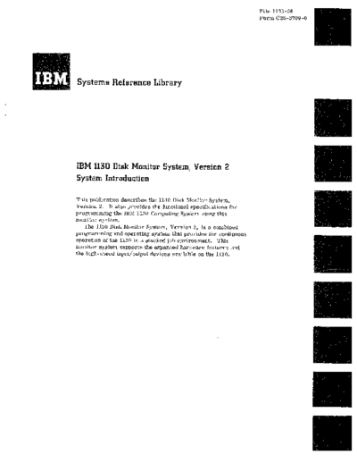 IBM C26-3709-0 1130 Disk Monitor Ver2 System Introduction 1967  IBM 1130 monitor C26-3709-0_1130_Disk_Monitor_Ver2_System_Introduction_1967.pdf