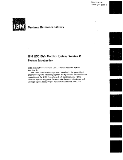 IBM C26-3709-4 1130 Disk Monitor Ver2 System Introduction 1969  IBM 1130 monitor C26-3709-4_1130_Disk_Monitor_Ver2_System_Introduction_1969.pdf