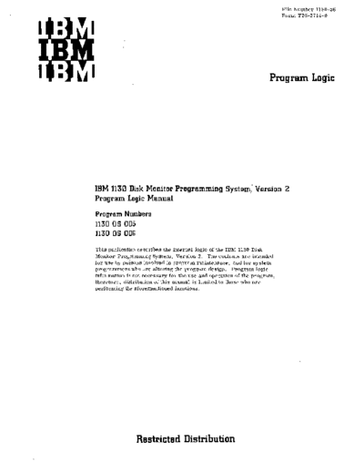 IBM Y26-3714-0 1130 Disk Monitor Version 2 PLM Nov67  IBM 1130 monitor Y26-3714-0_1130_Disk_Monitor_Version_2_PLM_Nov67.pdf
