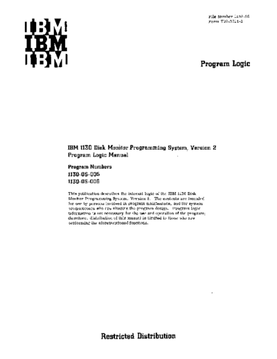IBM Y26-3714-1 Disk Monitor Programming System Version 2 PLM 1968  IBM 1130 monitor Y26-3714-1_Disk_Monitor_Programming_System_Version_2_PLM_1968.pdf