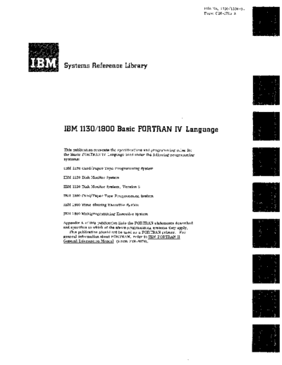 IBM C26-3715-3 1130 FORTRAN IV 1968  IBM 1130 lang C26-3715-3_1130_FORTRAN_IV_1968.pdf