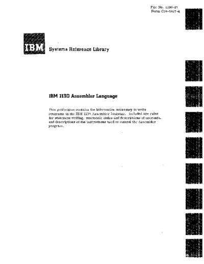 IBM C26-5927-4 1130 Assember Upd Jun68  IBM 1130 lang C26-5927-4_1130_Assember_Upd_Jun68.pdf