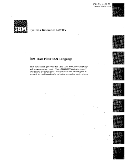 IBM C26-5933-3 1130 Fortran Language 1965  IBM 1130 lang C26-5933-3_1130_Fortran_Language_1965.pdf