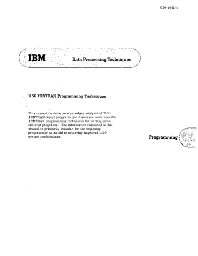 IBM C20-1642-0 1130 FORTRAN Programming Techniques  IBM 1130 lang C20-1642-0_1130_FORTRAN_Programming_Techniques.pdf
