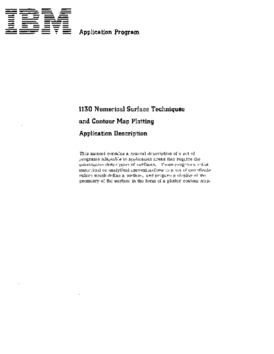 IBM H20-0140-1 1130 Numerical Surface Techniques and Contour Map Plotting Application  IBM 1130 program_libr H20-0140-1_1130_Numerical_Surface_Techniques_and_Contour_Map_Plotting_Application.pdf