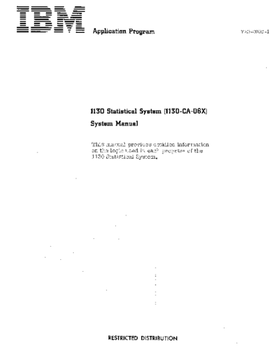 IBM Y20-0093-1 1130 Statistical System System Manual 1967  IBM 1130 statisticalSystem Y20-0093-1_1130_Statistical_System_System_Manual_1967.pdf