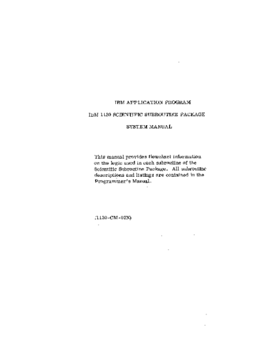 IBM 1130-CM-02x Scientific Subroutine Package System Manual  IBM 1130 subroutines 1130-CM-02x_Scientific_Subroutine_Package_System_Manual.pdf