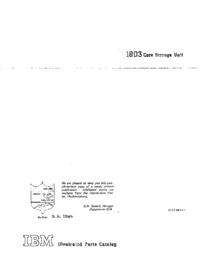 IBM S127-0914-1 1803 Core Storage Unit Parts Catalog Jun70  IBM 1800 fe S127-0914-1_1803_Core_Storage_Unit_Parts_Catalog_Jun70.pdf