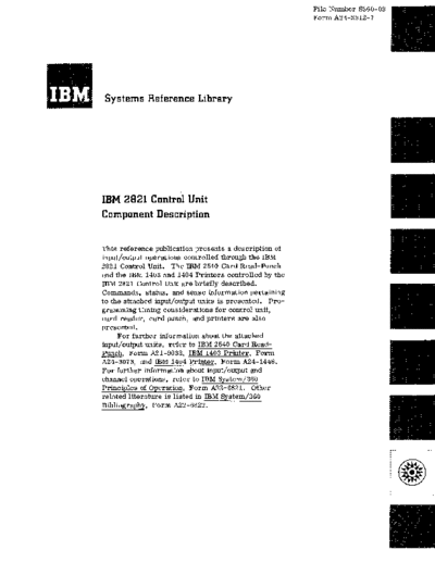 IBM A24-3312-7 2821 Component Descr Nov69  IBM 28xx 2821 A24-3312-7_2821_Component_Descr_Nov69.pdf