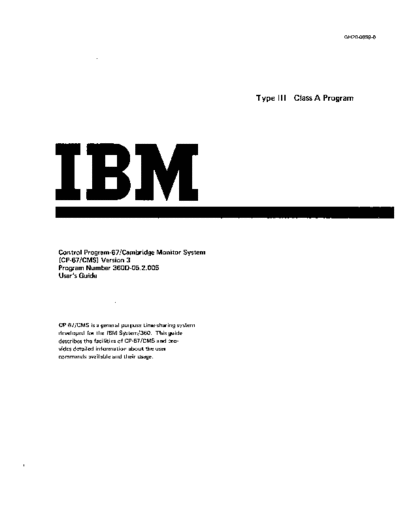 IBM GH20-0859-0 CP67 Version 3 Users Guide Oct70  IBM 360 cp67 GH20-0859-0_CP67_Version_3_Users_Guide_Oct70.pdf