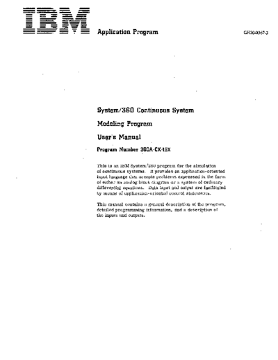 IBM GH20-0367-3 Continous System Modeling Program Users Manual Feb71  IBM 360 csmp GH20-0367-3_Continous_System_Modeling_Program_Users_Manual_Feb71.pdf