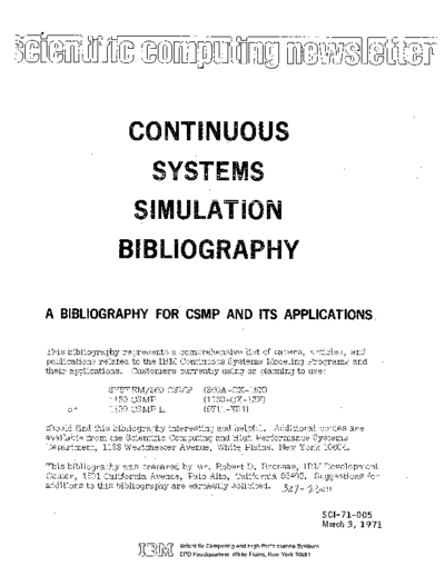 IBM SCI-71-005 A Bibilography for CSMP and its Applications Mar71  IBM 360 csmp SCI-71-005_A_Bibilography_for_CSMP_and_its_Applications_Mar71.pdf