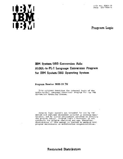 IBM Y33-7006-0 ALGOL To PL1 PLM  IBM 360 algol Y33-7006-0_ALGOL_To_PL1_PLM.pdf