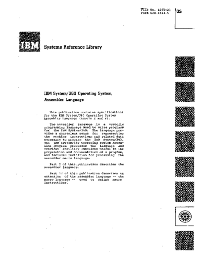 IBM C28-6514-5 IBM System 360 Assembler Language Level E F Dec67  IBM 360 asm C28-6514-5_IBM_System_360_Assembler_Language_Level_E_F_Dec67.pdf