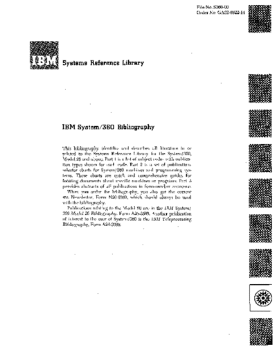 IBM GA22-6822-14 System 360 Bibliography Dec69  IBM 360 bibliography GA22-6822-14_System_360_Bibliography_Dec69.pdf