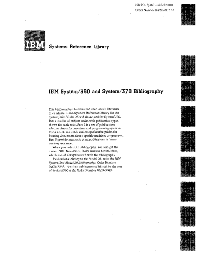 IBM GA22-6822-16 System 360 System 370 Bibliography Jul71  IBM 360 bibliography GA22-6822-16_System_360_System_370_Bibliography_Jul71.pdf