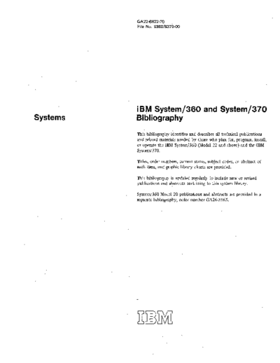 IBM GA22-6822-20 System 360 and System 370 Bibliography Jul73  IBM 360 bibliography GA22-6822-20_System_360_and_System_370_Bibliography_Jul73.pdf