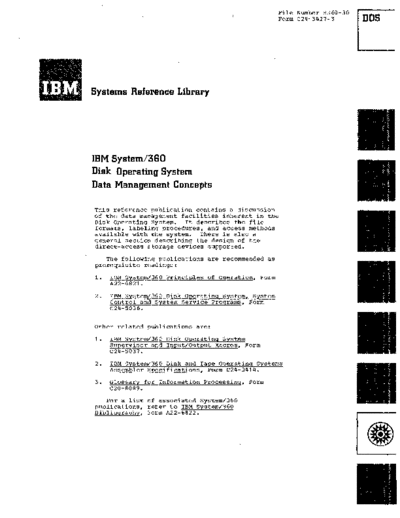 IBM C24-3427-3 Disk Operating System Data Management Concepts Feb68  IBM 360 dos C24-3427-3_Disk_Operating_System_Data_Management_Concepts_Feb68.pdf